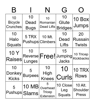 Burn the Turkey Bingo Card