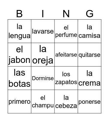 Spanish Bingo Cards Bingo Card