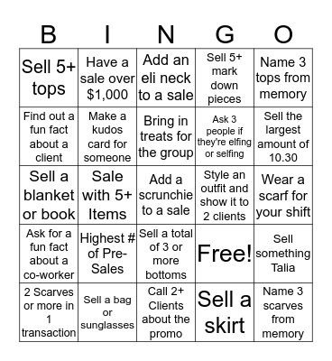 Black Friday Bingo Card