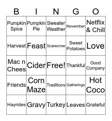 Friendsgiving  Bingo Card