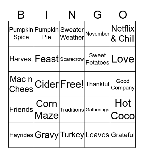 Friendsgiving  Bingo Card