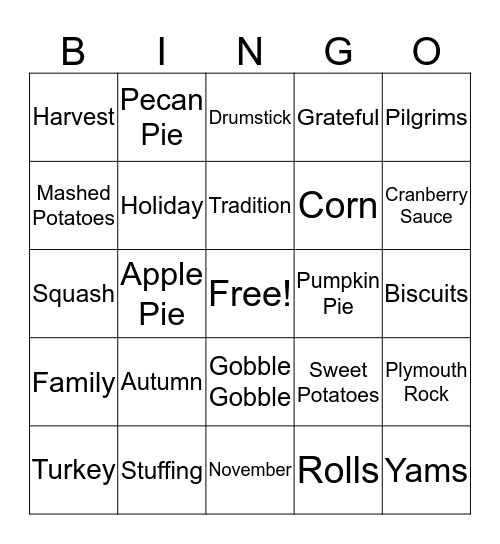 Thanksgiving Bingo Card