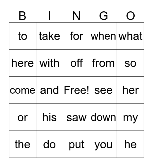 RED WORD BINGO Card