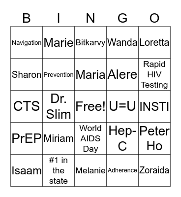 CTS- Bingo Card