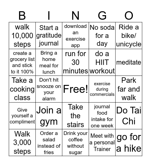 WELLNESS Bingo Card