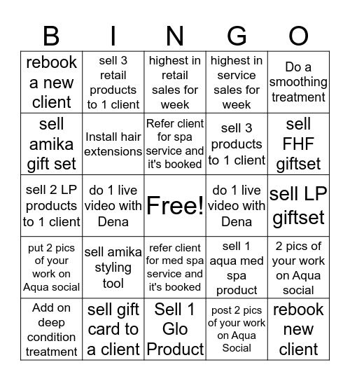 Salon Bingo Card
