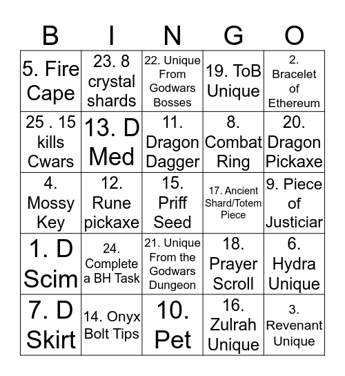 Denewpapa Bingo Card