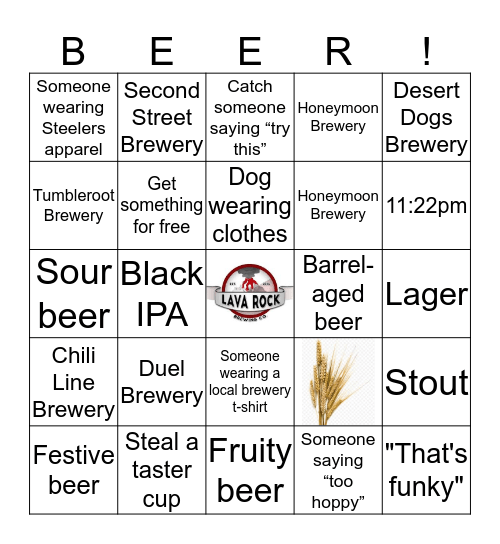 Birthday Brewery Beer BINGO Card