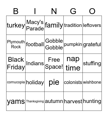 November PBIS BIngo Card