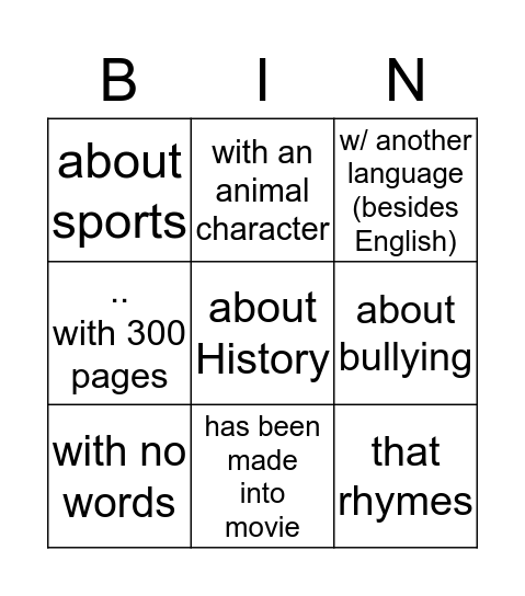 CAN YOU FIND A BOOK ... Bingo Card