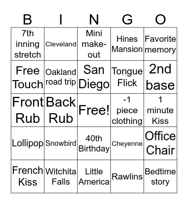 B.I.N.G.Oooohhh Bingo Card