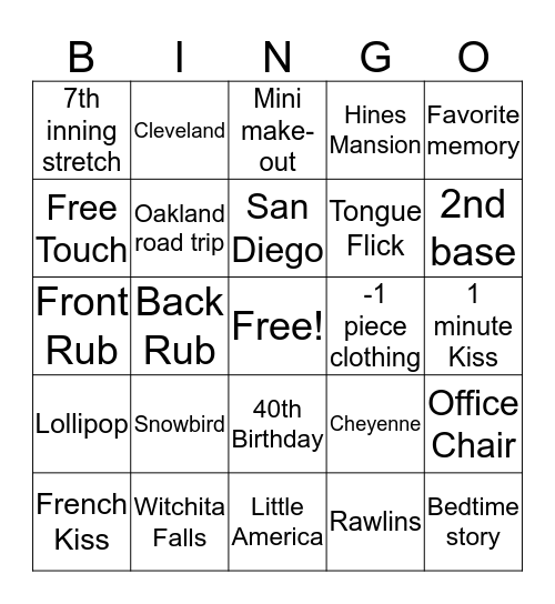 B.I.N.G.Oooohhh Bingo Card