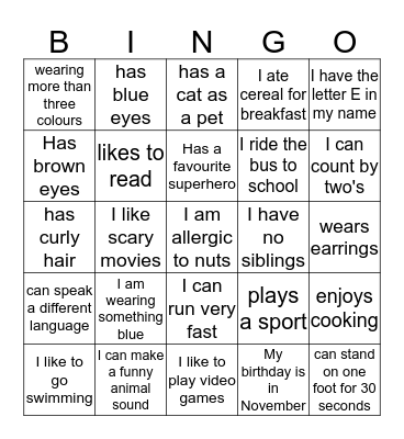 Human Bingo Card