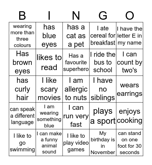 Human Bingo Card