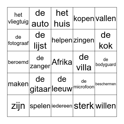 Beroemd zijn Bingo Card