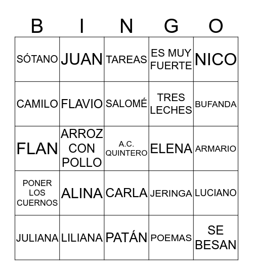 LAS APARIENCIAS ENGAÑAN 1-8 Bingo Card