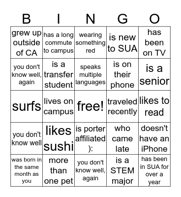 FIND SOMEONE WHO... Bingo Card