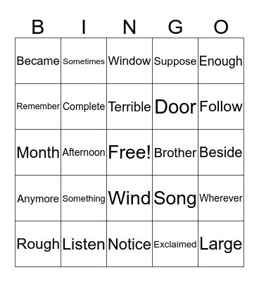 3 Bingo Card