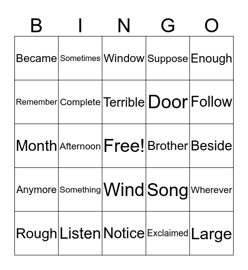 3 Bingo Card