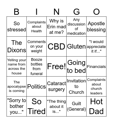 Thanksgiving Bingo Card