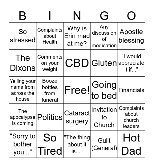 Thanksgiving Bingo Card