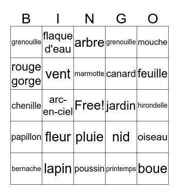 printemps Bingo Card