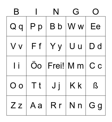 Das Alphabet Bingo Card