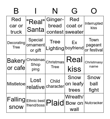 Hallmark Christmas Movie  Bingo Card