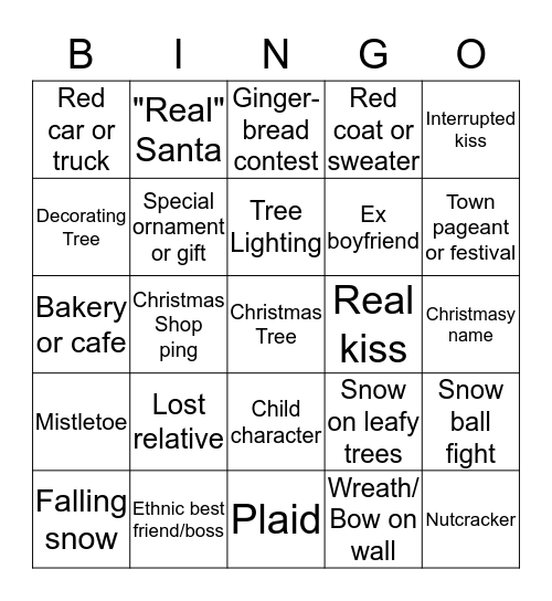 Hallmark Christmas Movie  Bingo Card