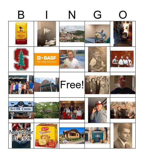 Papa's 90th Birthday Bingo Card
