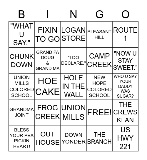 CREWS  FAMILY STYLE Bingo Card