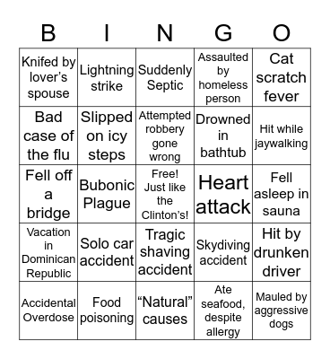 Epstein’s Guards’ Two Week Lifespan Predictions  Bingo Card