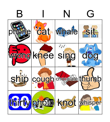 Phonics Bingo Card