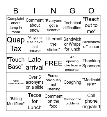 MRCA Bingo Card