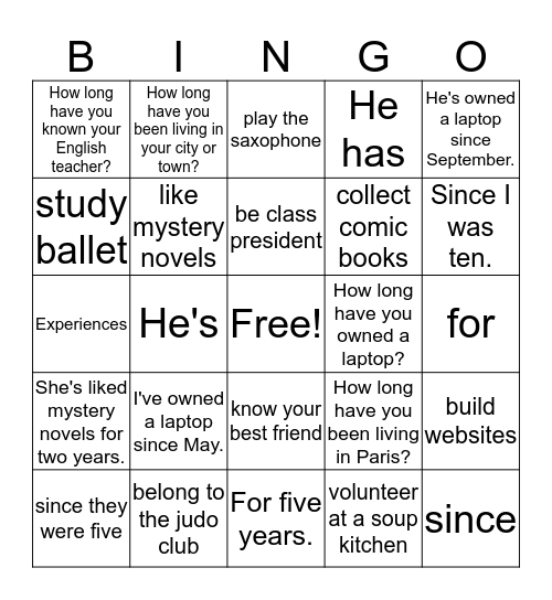 Unit 3  Bingo Card