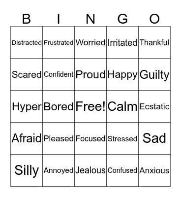 Feelings BINGO Card