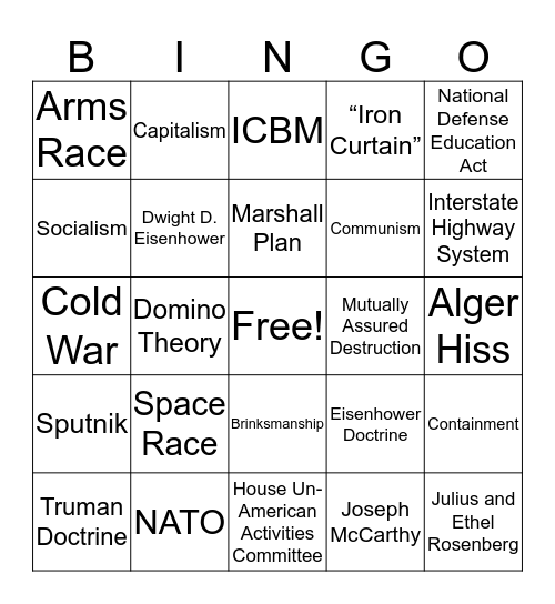 Cold War Bingo Card