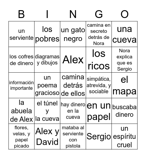 Tumba 1-8 Bingo Card