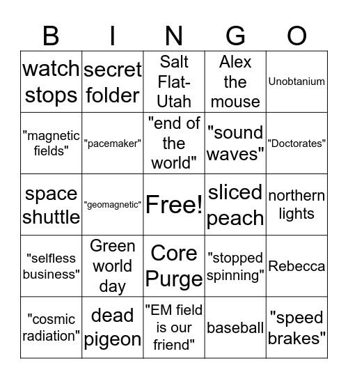 The Core Bingo Card