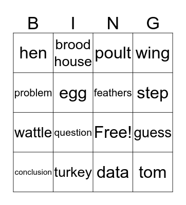 Vocab Bingo Card