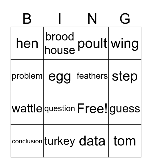 Vocab Bingo Card