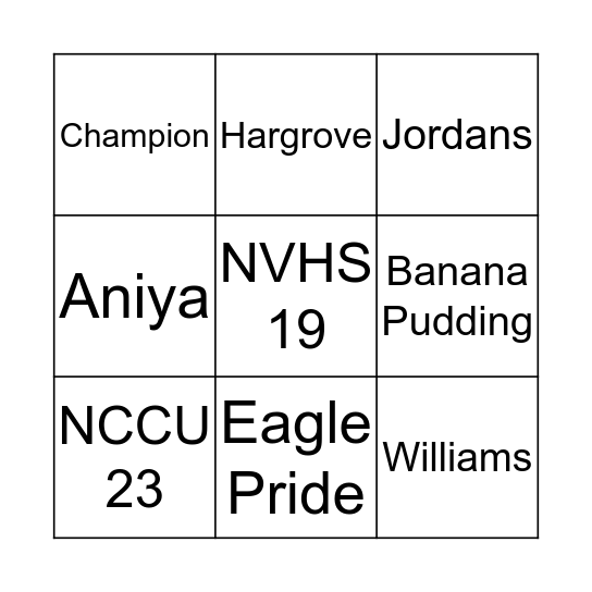 Aniya's Day Bingo Card