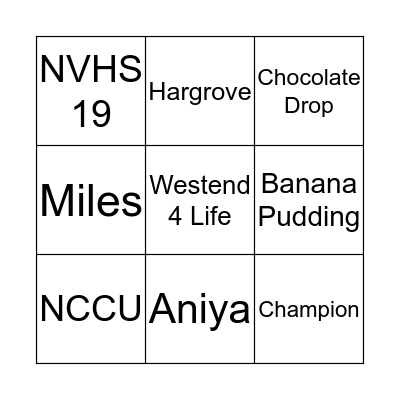 Aniya's Day Bingo Card