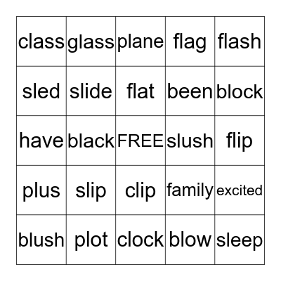 Consonant Blends L Bingo Card