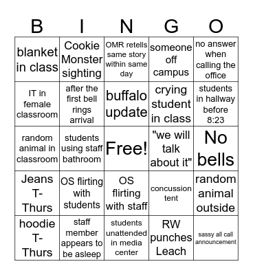 Thanksgiving Bingo Card