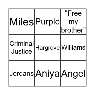 Aniya's Day Bingo Card
