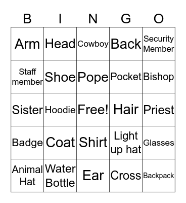 Clothes Pin Bingo Card