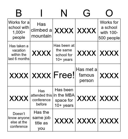 MBA CSEA Bingo Card