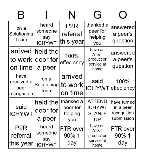 ICHWYT Bingo Card
