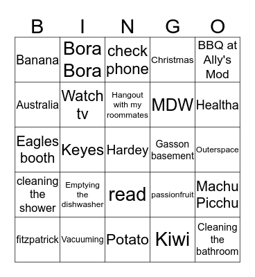 iSleep BINGO Card